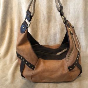 Tan Kenneth Cole handbag with gold accents